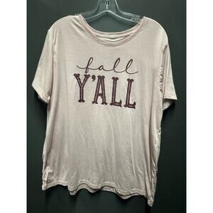 Fall Y’all Graphic Tee XXL Pink Lightweight Autumn Shirt